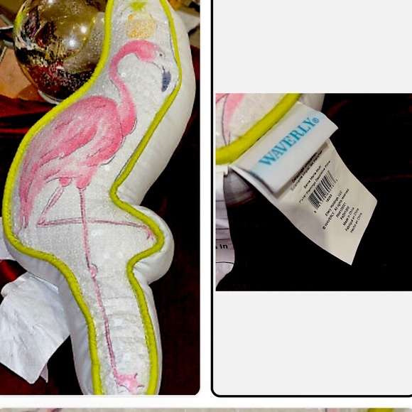 Waverly Sequined Flamingo Pillow! So Fun - Picture 1 of 3